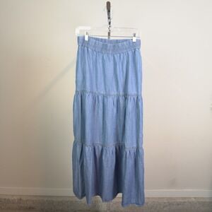 Blue Prairie Coquette Western Cottagecore Milkmaid Maxi Skirt Size M